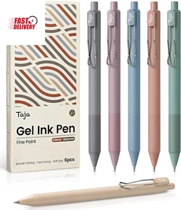 Gel Pens, 6Pcs 0.5Mm Fine Point Smooth Writing Pens, Quick Dry Black Ink Pens fo - Picture 1 of 12