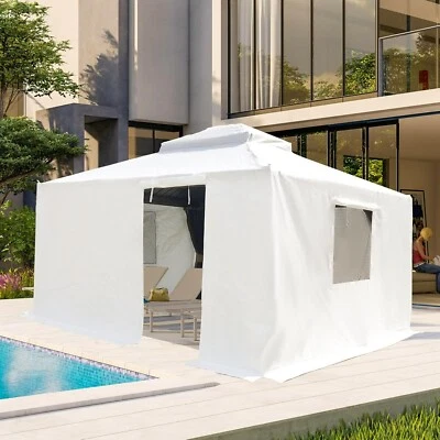 Domi 12' x 12' Waterproof Winter Gazebo Cover w/Sidewalls and Mesh Windows,White - Image 1 of 4