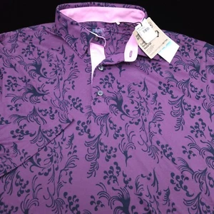 PUMA GOLF POLO SHIRT -M- PURPLE BLUE PINK PAISLEY DOT LISLE POLY PERFORMANCE - Picture 1 of 9