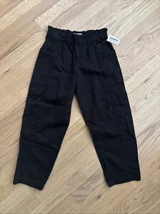 Girls Black OLD NAVY 100% Cotton Pull On Barrel Pants - Medium 8 - NWT - Picture 1 of 6