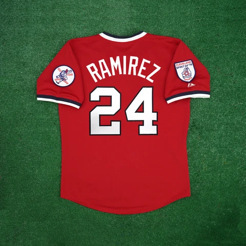 Manny Ramirez 1976 Cleveland Indians Cooperstown Men's Red Jersey w/ Patch Cover