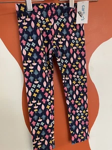 NWT Carter's Floral Mushroom Leaf Leggings Girls Blue Size 4 Pants - Picture 1 of 4