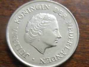1968 Netherlands Twenty Five (25) Cent "Juliana" Coin