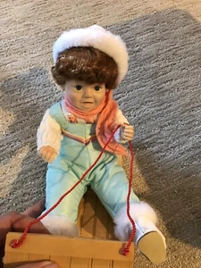 Danbury Mint "Race the Wind" winter Sled Collectible Doll by Elke Hutchens W box - Picture 1 of 11