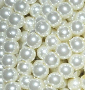 A string of ca.75 cm IVORY CREAM 8 mm round quality glass pearl beads 100+ pcs - Imagen 1 de 2