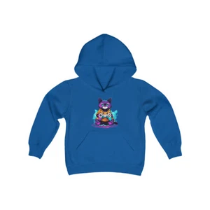 Gamer cat anime style colorful kitty youth hoodie sweatshirt - Picture 1 of 15