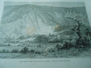 Gravure 1866 - Vue d'Andorre la Vieille et le Mont Anclar - Picture 1 of 1