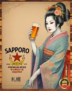 Japan - Geisha - Sapporo Beer - Very Rare - Metal Sign 11 x 14 - Picture 1 of 4
