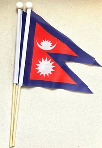 NEPAL Pack of 12 medium Hand Flags 15cm x 15cm FLAG - Picture 1 of 1