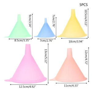 5Pcs Colorful Plastic Funnel Small Large Variety Liquid Oil Kitchen Set - Picture 1 of 8