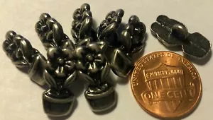 8 Silver Tone Metal Potted Plant Flower Shank Buttons 11/16" 18mm Long 5046 - Picture 1 of 1