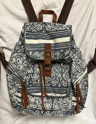 Lucky Brand синий/белый пейсли печать холст натяжной шнурок рюкзак - Изображение 1 из 4