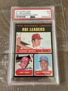 1971 O Pee Chee Baseball #64 NL RBI Leaders Johnny Bench PSA 5 - Imagen 1 de 2