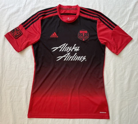 Adidas Mens Portland Timbers Alaska Airlines 2014-15 Away Red Jersey Size M Cover