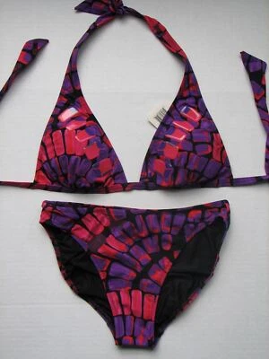 Gottex Gold Label  Halter Bikini High Cut Brief Jeweled Swimsuit Pink Purple 8 - Image 1 of 4
