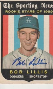 Bob Lillis Firmado 1959 Topps #133 - Los Angeles Dodgers - Imagen 1 de 1