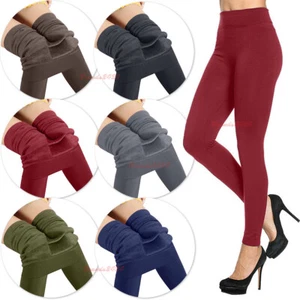 WOMENS LADIES WINTER WARM THICK FLEECE LINING THERMAL STRECHY COSY LEGGINGS 8-18 - Picture 1 of 11