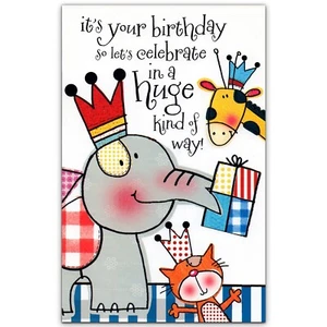 Cute HAPPY BIRTHDAY Card FOR KID, Animals Celebration by Gallant Greetings +✉ - Picture 1 of 4