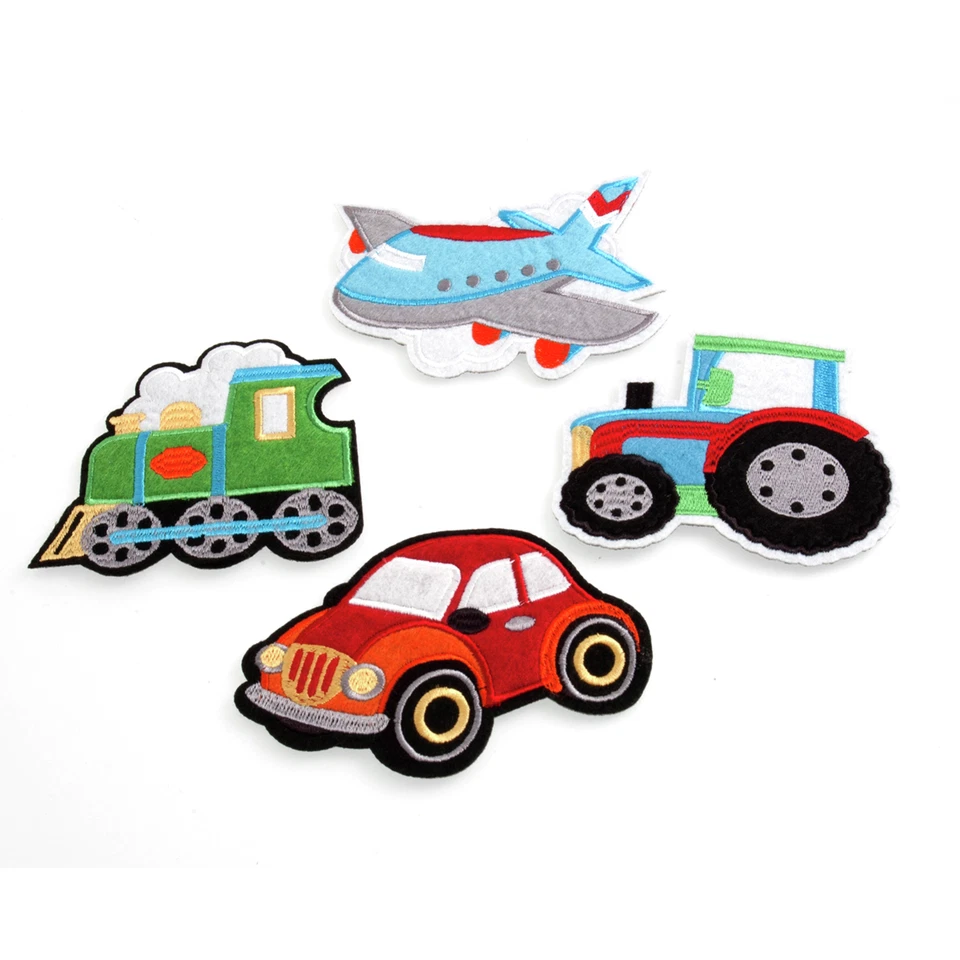 Motif of vehicles set 4 large on felt to glue or sew patch appliqué embroidery - Image 1 of 1