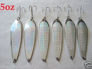 6 un. cucharas de fundición 5 oz señuelos de pesca cromo/plata - estilo cuchara cocodrilo - Imagen 1 de 2