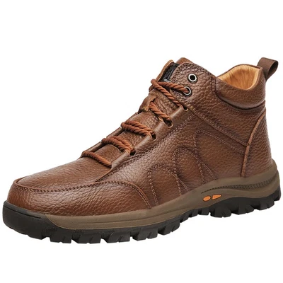 Men Anti Slip Outdoor Ankle Boots Waterproof Genuine Leather Snow High Top Boots - Image 1 of 4