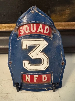 Vintage Leather Fire Helmet Front Cairns Squad 3 NFD Rescue - Image 1 of 2