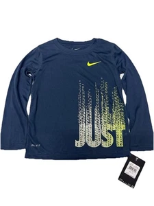 Nike 'Just Do It' Swoosh Dri-Fit Top Niños Talla 4T Mangas Largas Azul Oscuro - Imagen 1 de 5