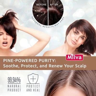 Milva Pinienteer Shampoo - Natürliche Anti-Schuppen Lösung für juckende Kopfhaut 500ml - Bild 1 von 4