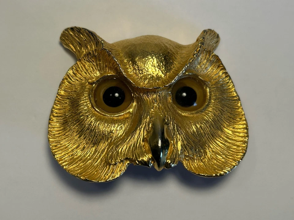 Christopher Ross Vintage 1986 Gold Plated Owl Belt Buckle 3.75” - Image 1 of 4