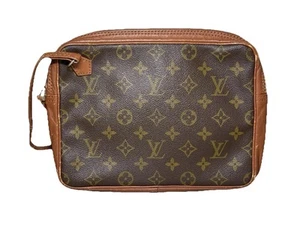 LOUIS VUITTON Pochette Sport Monogram Canvas Leather Clutch Bag 1980s - Picture 1 of 20