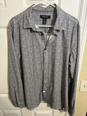 Camisa informal con botones de manga larga geométrica gris Kenneth Cole XL para hombre Foto 1 de 2