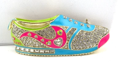 HEIDI DAUS  "Fleet of Foot" Crystal & Enamel Sneaker Pink  Pin Brooch #82 - Image 1 of 4