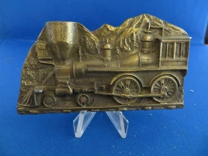 1977 CAPT HAWKS SKY PATROL TRAIN BELT BUCKLE LOCOMOTIVE RAILROAD BRASS - Picture 1 of 4