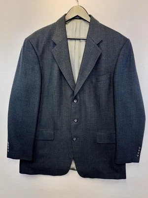 Oscar De La Renta Mens Sz 44R Gray Black Microcheck 100% Wool Blazer Sport Coat - Image 1 of 4