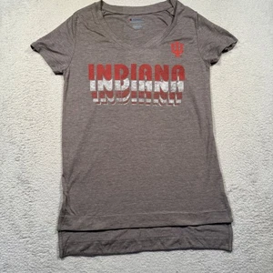 Camiseta Champion Indiana University Hoosiers cuello en V para mujer corte pequeño gris IU - Imagen 1 de 7