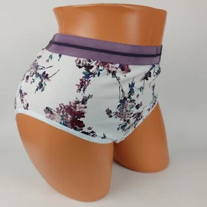 LANE BRYANT CACIQUE COTTON HIGH LEG BRIEF PANTIES 22/24 White Purple Floral Plus - Picture 1 of 6