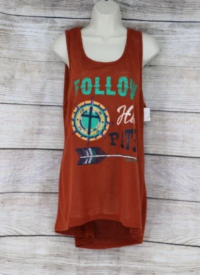 Camiseta sin mangas Southern Grace para mujer tejida gráfica alta baja talla mediana roja oxidada Foto 1 de 4