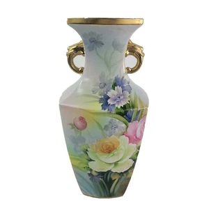 Vintage Hand Painted Nippon Porcelain Vase with Double Handle Dolphins - Picture 1 of 9