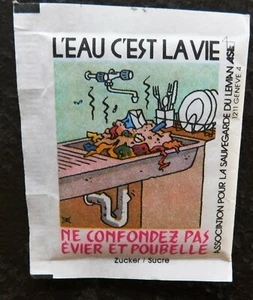 EXEM. 1 sachet de sucre campagne L'Eau c'est la vie. Format 5,5 x 7 cm. 1989 - Picture 1 of 2
