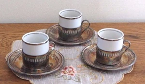 Set of 3 - Espresso Sets (Cup, Holder & Plate) by Bellini/Veracrus Brazil - Picture 1 of 6
