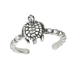 Midi Turtle Animal .925 Sterling Silver Thin Band Rope Toe Ring Band - Picture 1 of 2