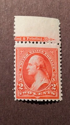U.S. stamp #252 imprint single, never hinged - Image 1 of 2