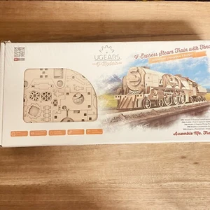 UGEARS Puzzle 3D meccanico in legno modello V-Express treno a vapore set costruzioni - Foto 1 di 3
