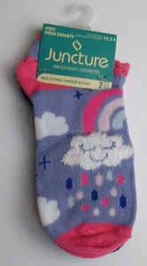 New Girls Size 10.5-4 Juncture 2 Pack Socks Rainbow Cloud - Picture 1 of 2