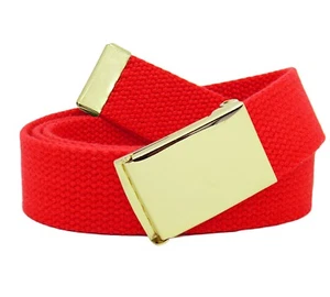 Build A Belt Kid's Gold Flip Top 1.25" Wide Buckle with Canvas Web Belt - Picture 1 of 24