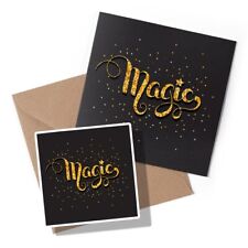 1 x Grußkarte & Aufkleber Set - Gold Magic Magical Mädchen Student #14863