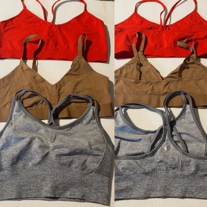 Gap Sports bra Bralette bundle Tan brown red gray racer back unlined set 3 L XL - Picture 1 of 11