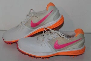 Nike Lunar Control Golf Shoes, 704676-102, White/Pink/Org, Women's Size 7 - Picture 1 of 5