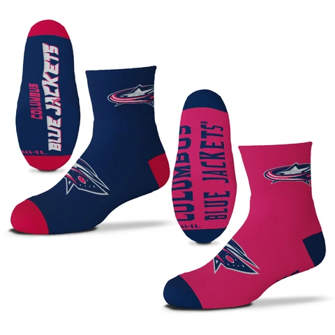 Youth For Bare Feet Columbus Blue Jackets Two-Pack Quarter-Length Team Socks Cover