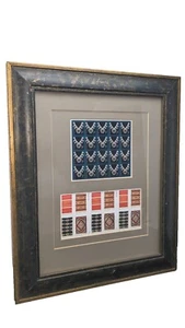 Framed Navajo Jewelry Stamps Sheet Of 20 + Sheet Of 12 Rio Grande Blanket USPS - Picture 1 of 15